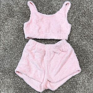 SHEIN Pink Fuzzy Lounge Set